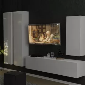 Thirassia Vida 7 faliszekrény, 40x120x30 cm, fényes fehér