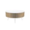 Drohmo MIX Ronda modern kerek dohányzóasztal, 90x46x90 cm, fehér - tölgy