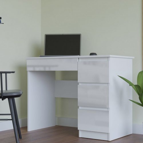 Thirassia Mijas íróasztal jobb oldali tárolókkal, 98x76x51 cm, fényes fehér