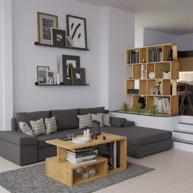   Shannan Fiesta 4P nyitott álló polc, tároló, 59,5x140x30 cm, tölgy