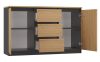 Riano MIX 1D3S + 2D3S fiókos szekrény, 75x200x40 cm, antracit-tölgy