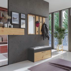   Riano MIX Parma előszobafal, 100x81,5x15 cm, antracit-tölgy