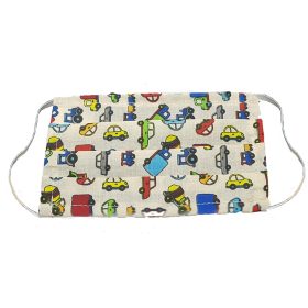   Mosható szövet maszk, gyermekek számára, 5 db / csomag, bézs-autós