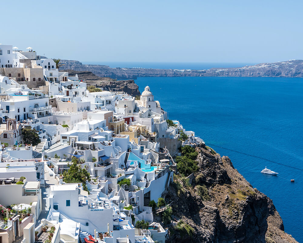 mediterrán stílus görög fehér kék színekben