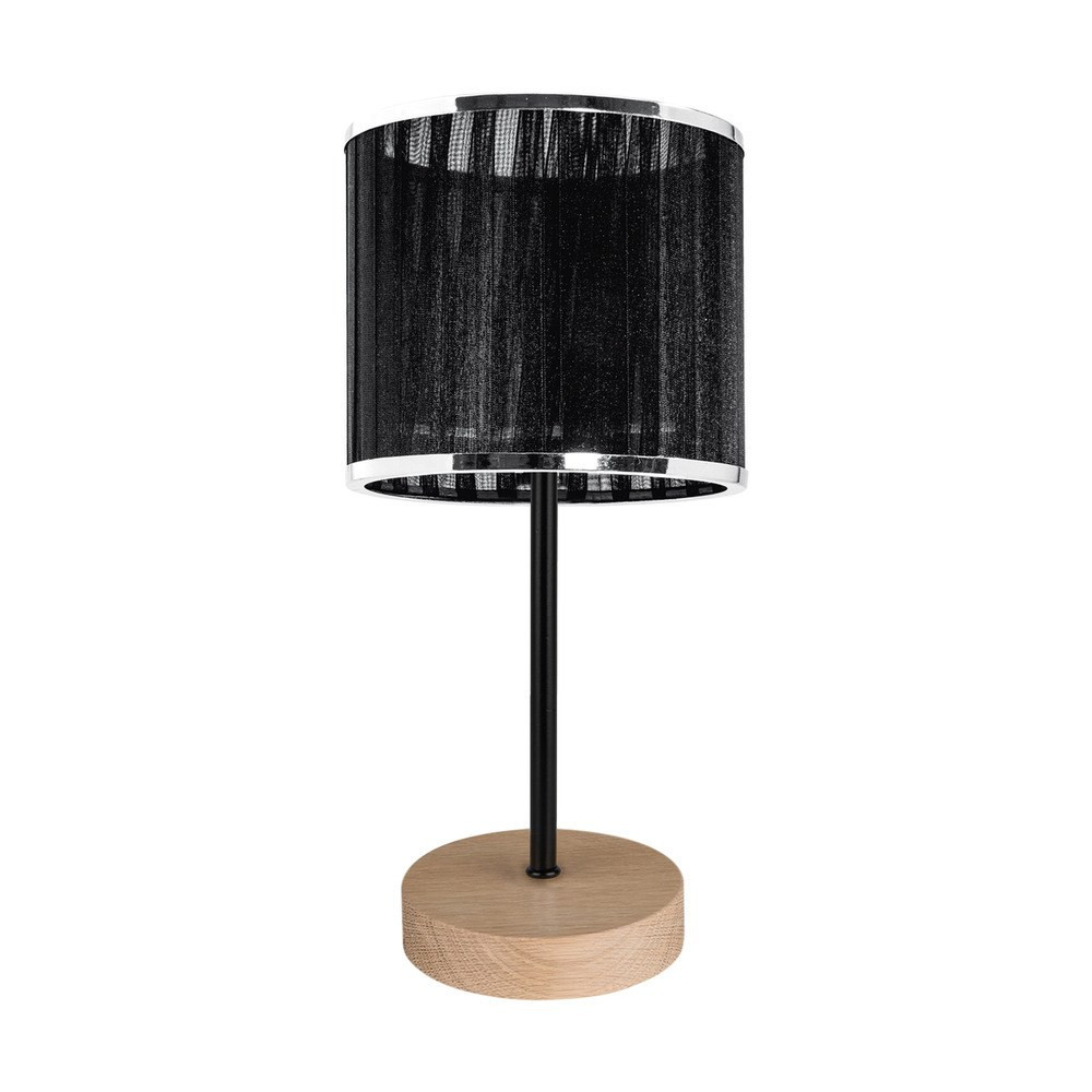 Mila asztali lámpa E27-es foglalat, 1 izzós, 25W tölgy-fekete-fekete-króm első kép
